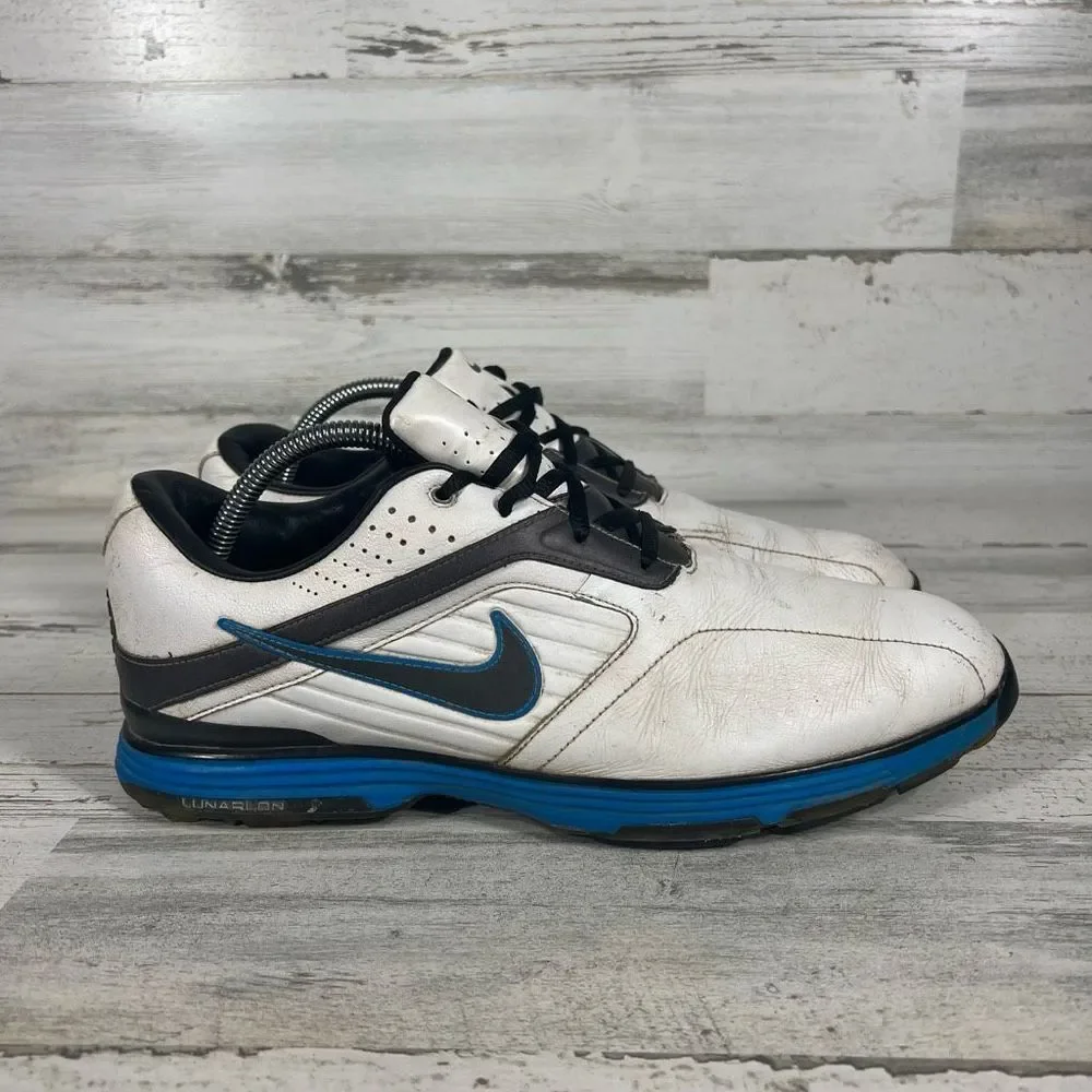 Nike Men's Lunar Prevail Golf‎ Shoes White Blue 483838-101 US 10